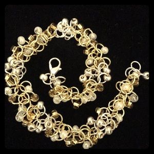 HANDMADE Gold, Silver and Pearl Chainmail Bracelet